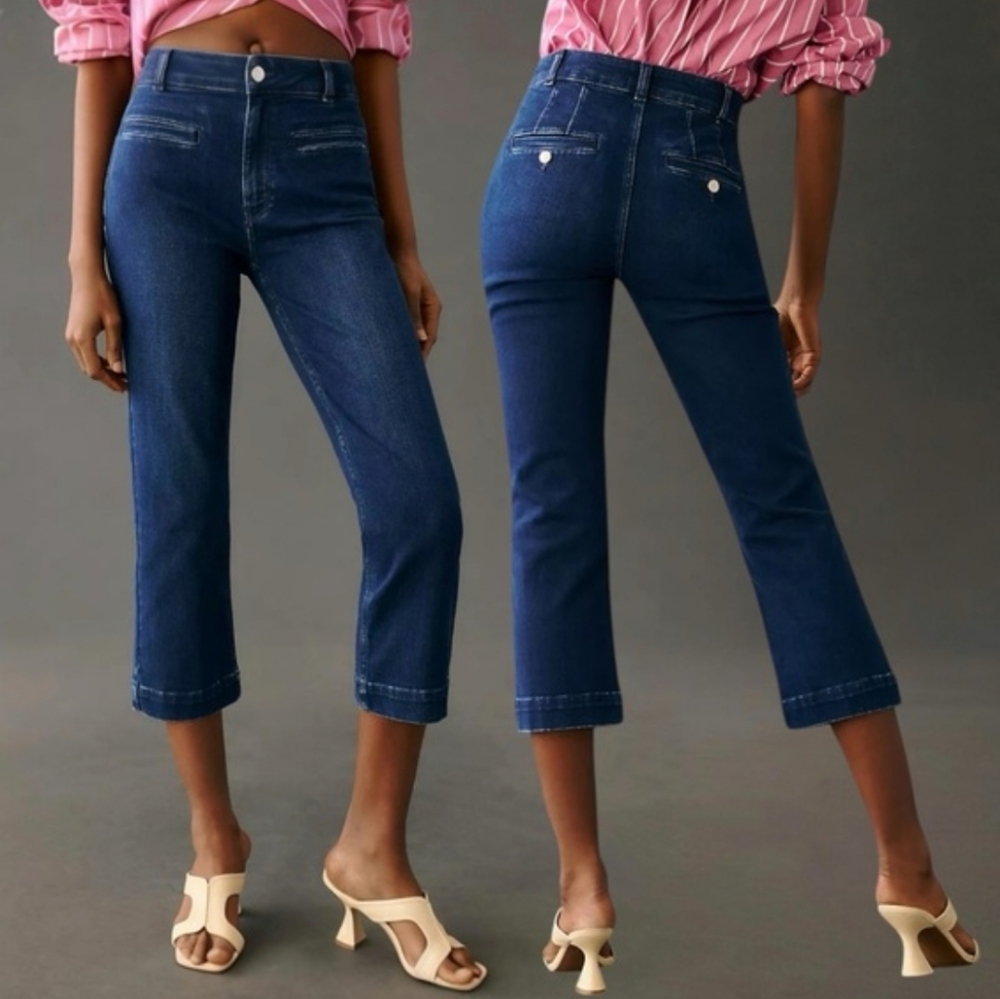Anthropologie Maeve The Essential Slim High-Rise Straight Blue Jeans Size 28